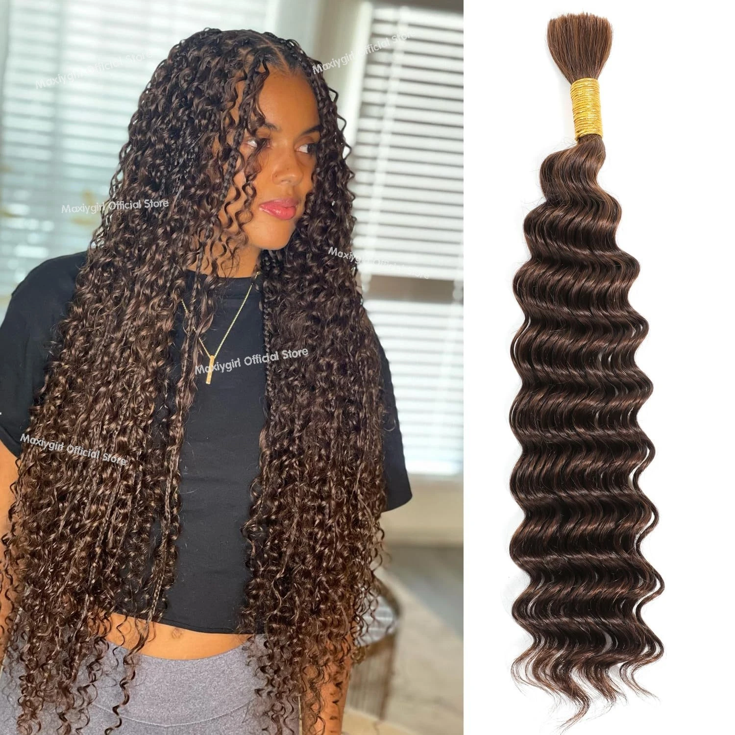 Natural 18 24 30 Inch Human Hair Bulk Water Wave No Weft Hair Bundles Virgin Curly Bulk for Boho Braided Extensions