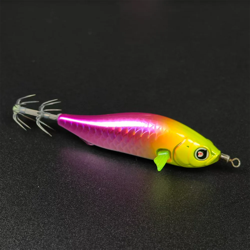 1PC  Luminous Horizontal Shrimp, Wooden Shrimp, Squid Hook, Saltwater Fishing Luminous Balanced Shrimp, Bait for Lure Fishing