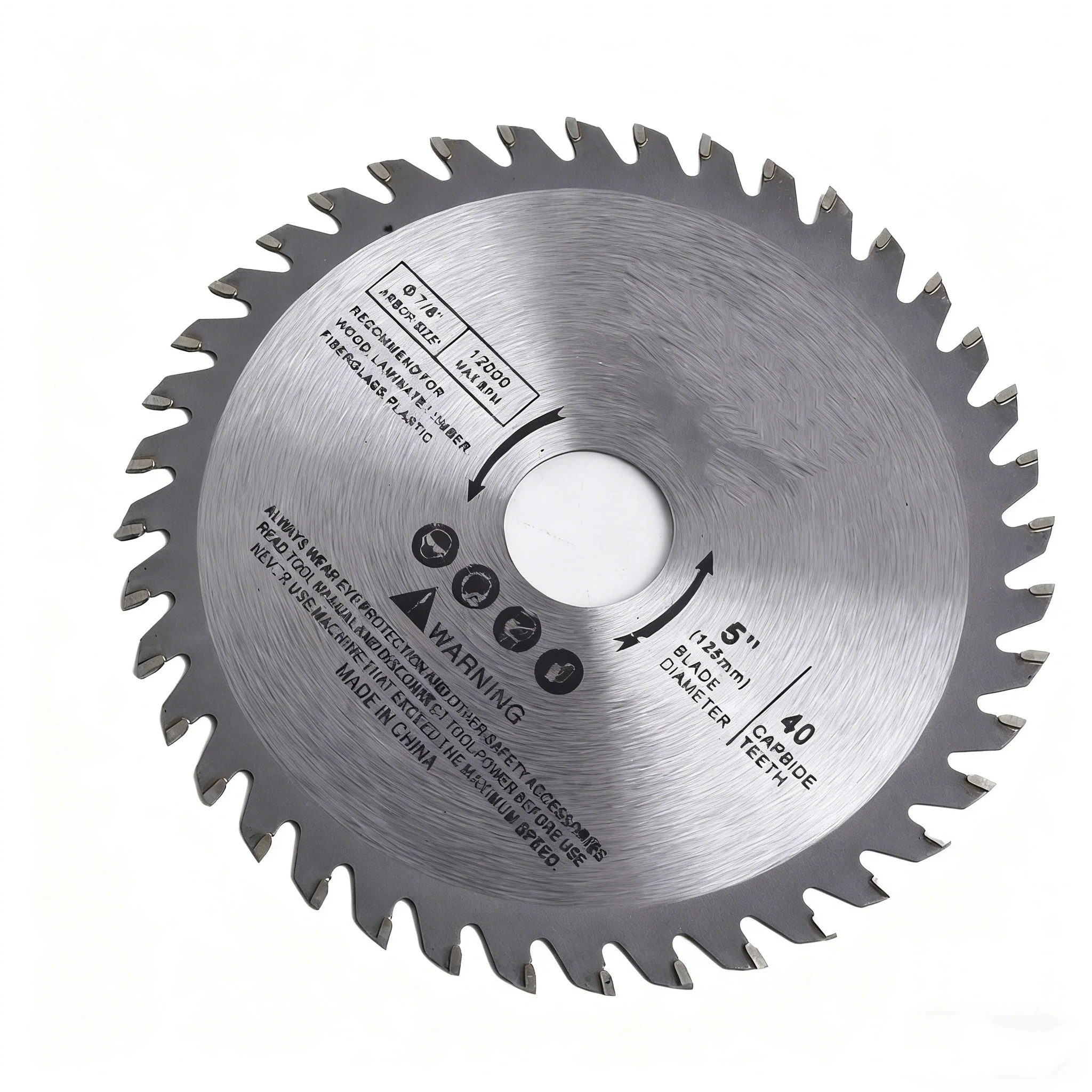 Cutting Disc 5inch 125mm Mini Circular Saw Blade For Wood Plastic Metal Rotating Carbide Cutting Tools 40 Teeth 12000 Max RPM