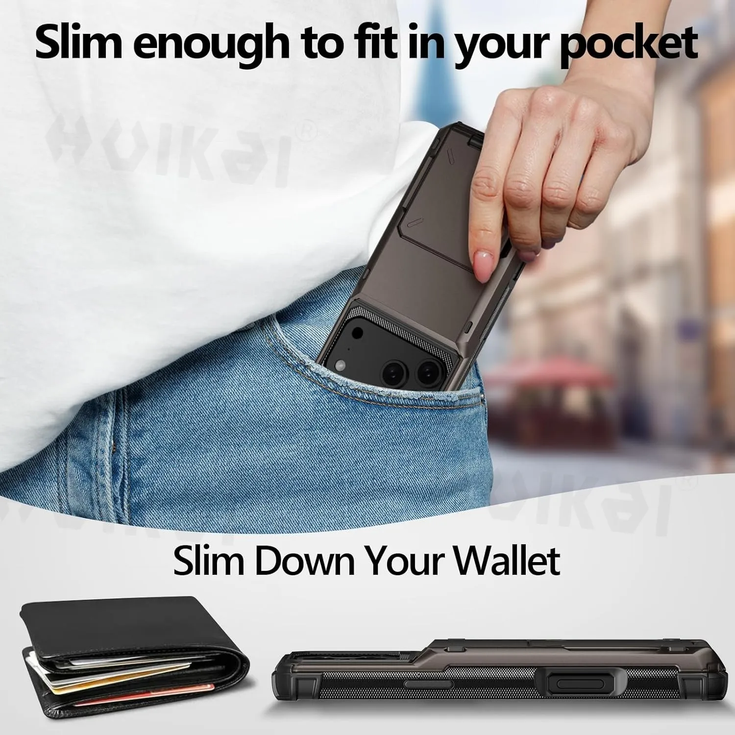 Premium Card Holder Wallet Case with Hidden Flip Slot and Protective Hard Back Cover