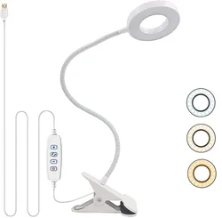 Adjustable LED Desk Light with Clamp and Flexible Gooseneck (White)