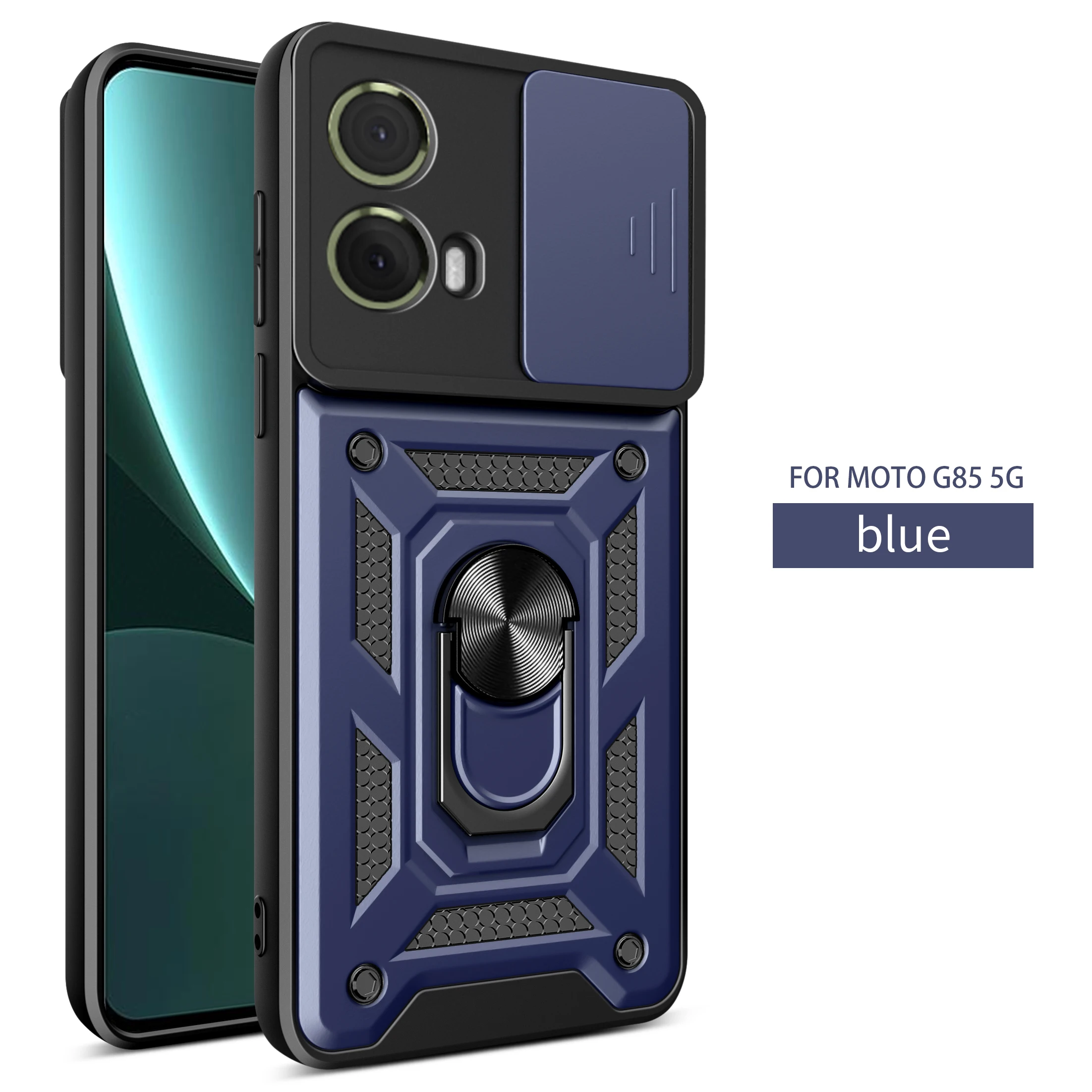 Magnetic Ring Holder Armor Phone Case with Slide Camera Protector