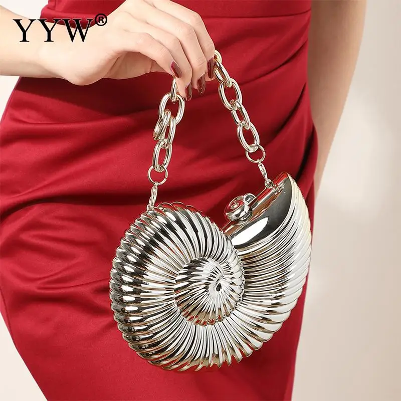 Conch Evening Clutch Handbag Fashion Acrylic Gold Silver Plating Underarm Bags Box Designer Style Party Shoulder Messenger Purse