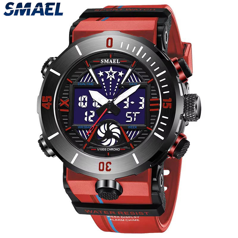 2025 Sports Watch Luxury Men Digital Watches Military 50M Waterproof Man Watches 8051 Digital Wristwatches S Shock Red Watch LED