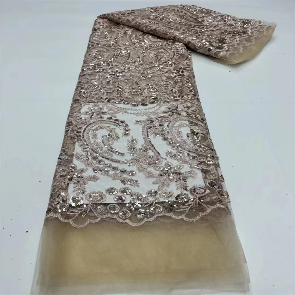 

2023 Высококачественная африканская кружевная ткань, французская сетчатая ткань с блестками для шитья, вышитая кружевная тюль, нигерийская кружевная ткань jf-130