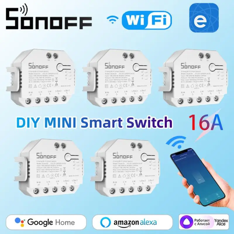 Sonoff Dual R3 2 Gang Dual Relay Module Diy Mini Smart Switch Power Metering Smart Home Control Tramite Ewelink Alexa Google Home