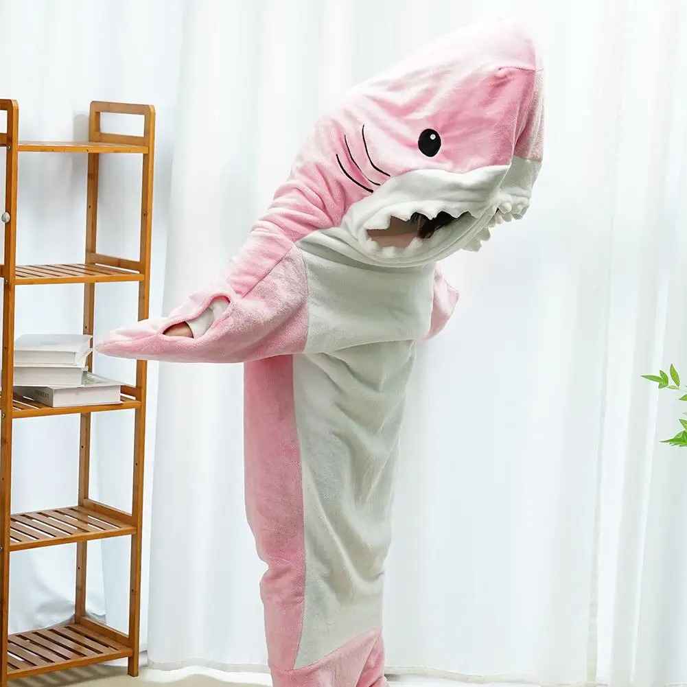 Pink Cartoon Whale Shark Sleeping Bag with Hand Hole