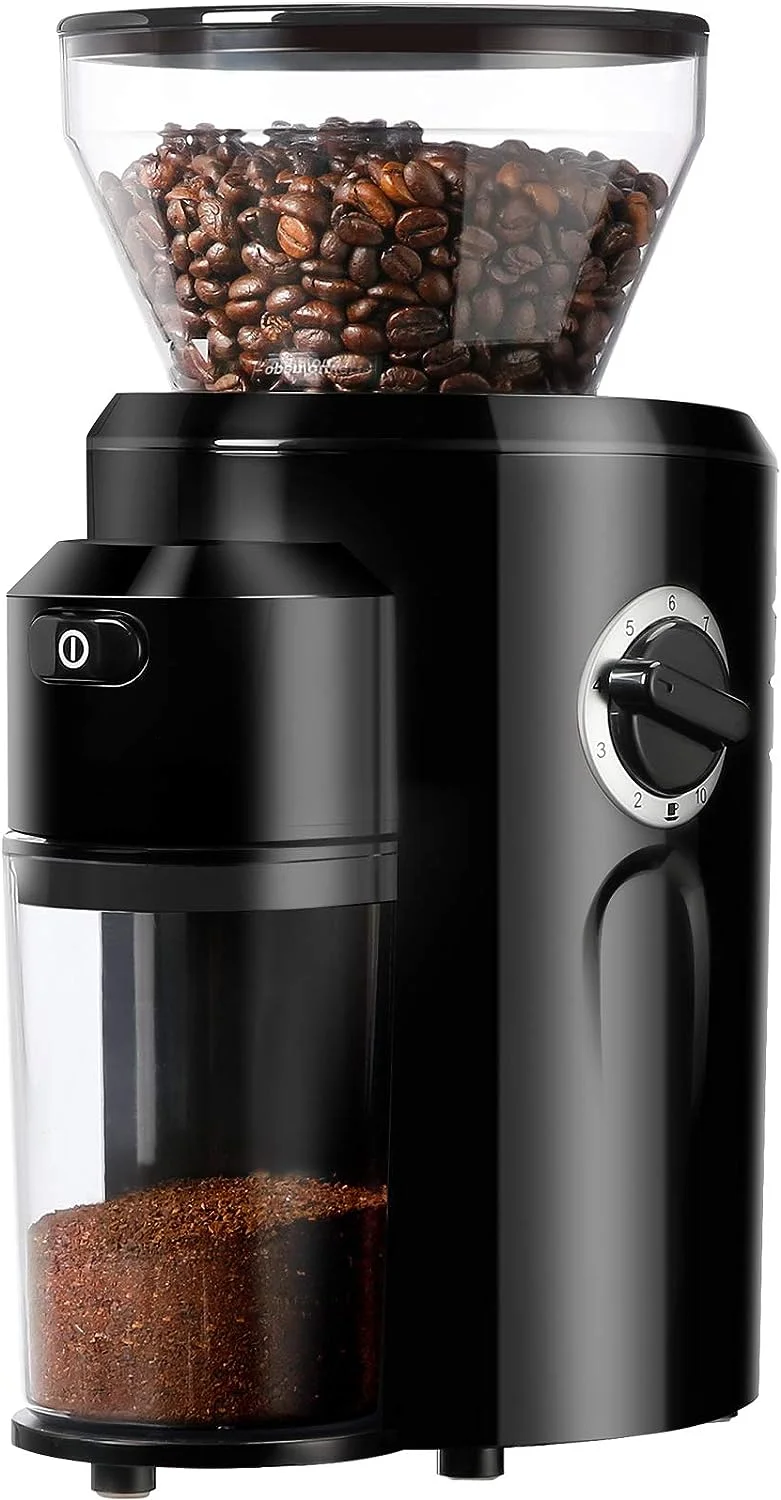 

Coffee Grinder, Conical Burr Mill Grinder with 18 Grind Settings from -fine to Coarse, Electric Coffee Grinder for French Press,