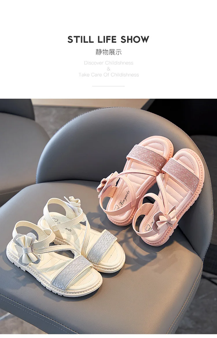 leather girl in boots Summer Girls Sandals 2022 New Bow Simple Cute Pink White Children Sandals Toddler Baby Soft Casual School Girl Shoes extra wide children's shoes