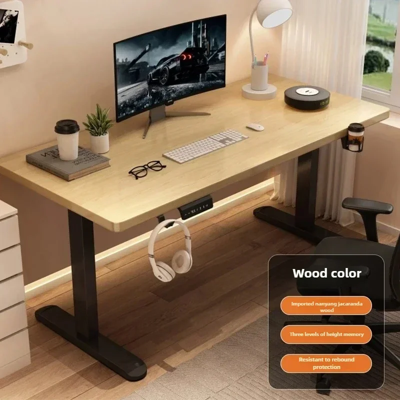 thumbnail image 1 of Mesa elevadora eléctrica de madera maciza, mesa de ordenador inteligente, escritorio de estudio en casa, escritorio de oficina, mesa de juegos, banco de trabajo para dormitorio, 1 of 4