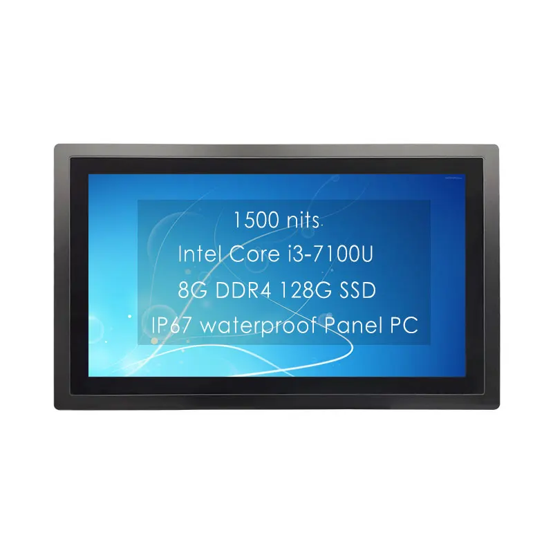 

24-дюймовый полный IP67 Водонепроницаемый 1500cd/m2 оптический склеиваемый емкостный сенсорный экран, промышленный ПК, фотоядерный процессор, 8G 128G, панель для ПК