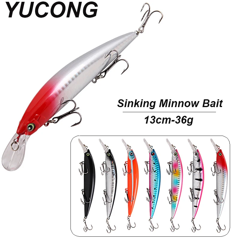 YUCONG 1PX Sinking Minnow Bait 13cm-36g Trolling Fishing Lure Silent Hard  Wobbler Sea leurre peche cebo duro Isca señuelos Pesca