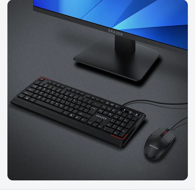 Erazer Km201 Wired Keyboard And Mouse Set Ergonomic Full-size_voghion.com
