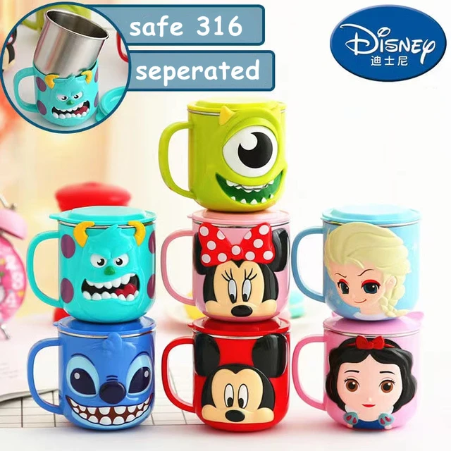 260ml Stainless Steel Disney Mugs for Kids Cute Cartoon Princess Milk  Coffee Cup Double Walls Detachable Thermal Mug Drinkware - AliExpress