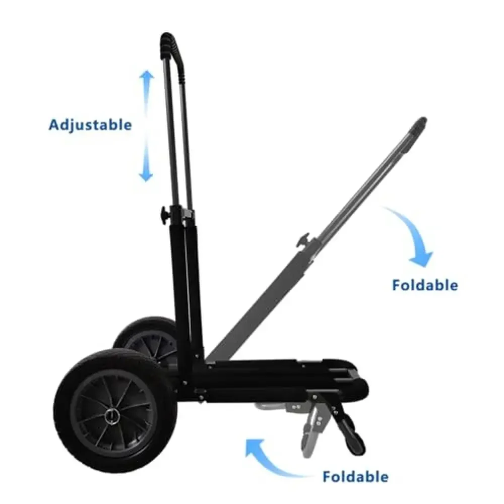 Aluminum Beach Cart with 12" Airless Wheels Telescopic Handle Zippered Cargo Bag Foldable & Rust-Proof Fishing Trolley Camping