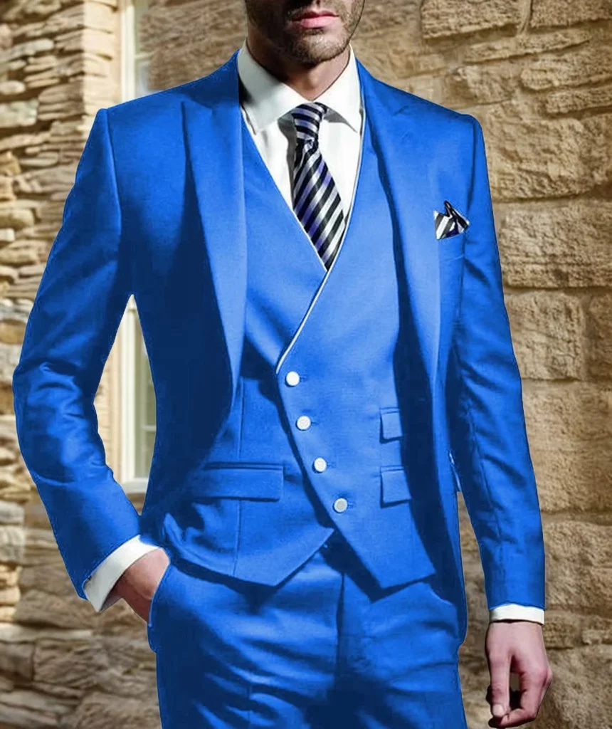 Men Suits for Wedding 3 Pieces Blazer Vest Pants Peak Lapel  Slim Fit Suit Elegant Tuxedos for Wedding Business Evening Party 4