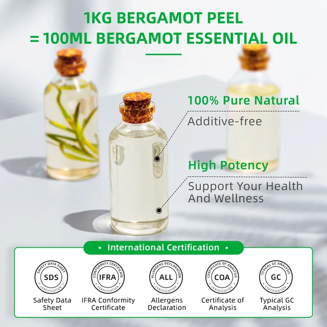 HIQILI 100ML Bergamot Essential Oils,100% Pure Nature for Aromatherapy, Diffuser, Humidifier, Massage, Deep Relaxation - Image 5