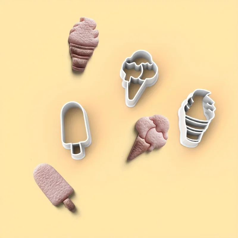 3Pcs 여름 아이스크림 폴리머 클레이 커터 세트, DIY 귀걸이 쥬얼리 만들기를 위한 아이스바 및 콘 모양 클레이 몰드