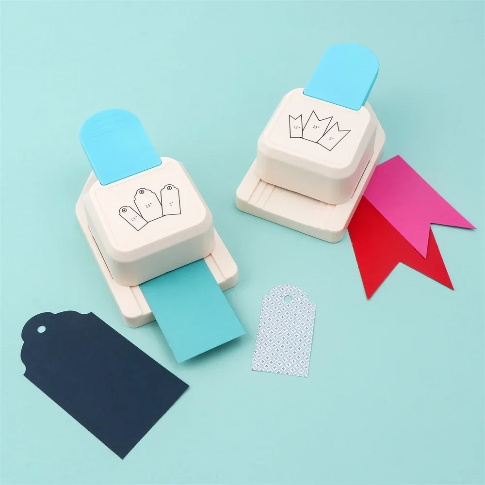 3-in-1 공예 펀치 1.5/2/2.5 인치 배너 및 태그 모양 레버 액션 공예 펀치 종이 공예 스크랩북 DIY 수제용