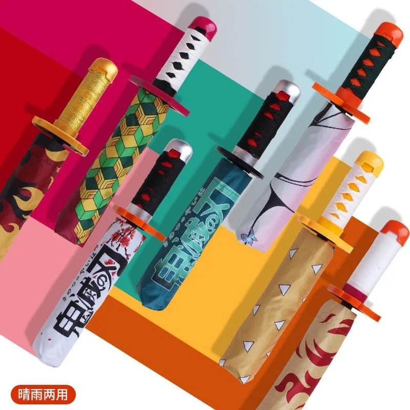 

Demon Slayer Tanjiro Kamado Kochou Shinobu Giyu Tomioka Umbrella Anime Peripheral Cartoon Cute Parasol Kawaii Folding Umbrella