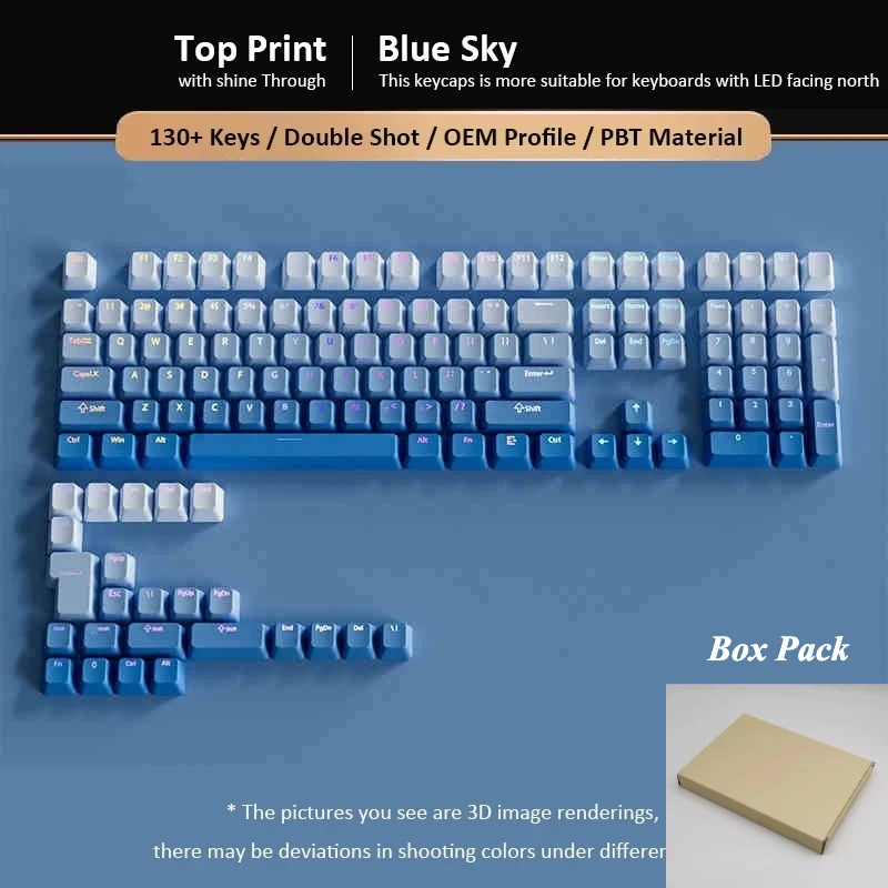 Lavender Top Print RGB Backlit OEM Profile PBT Double Shot Keycap Set (135 Keys)