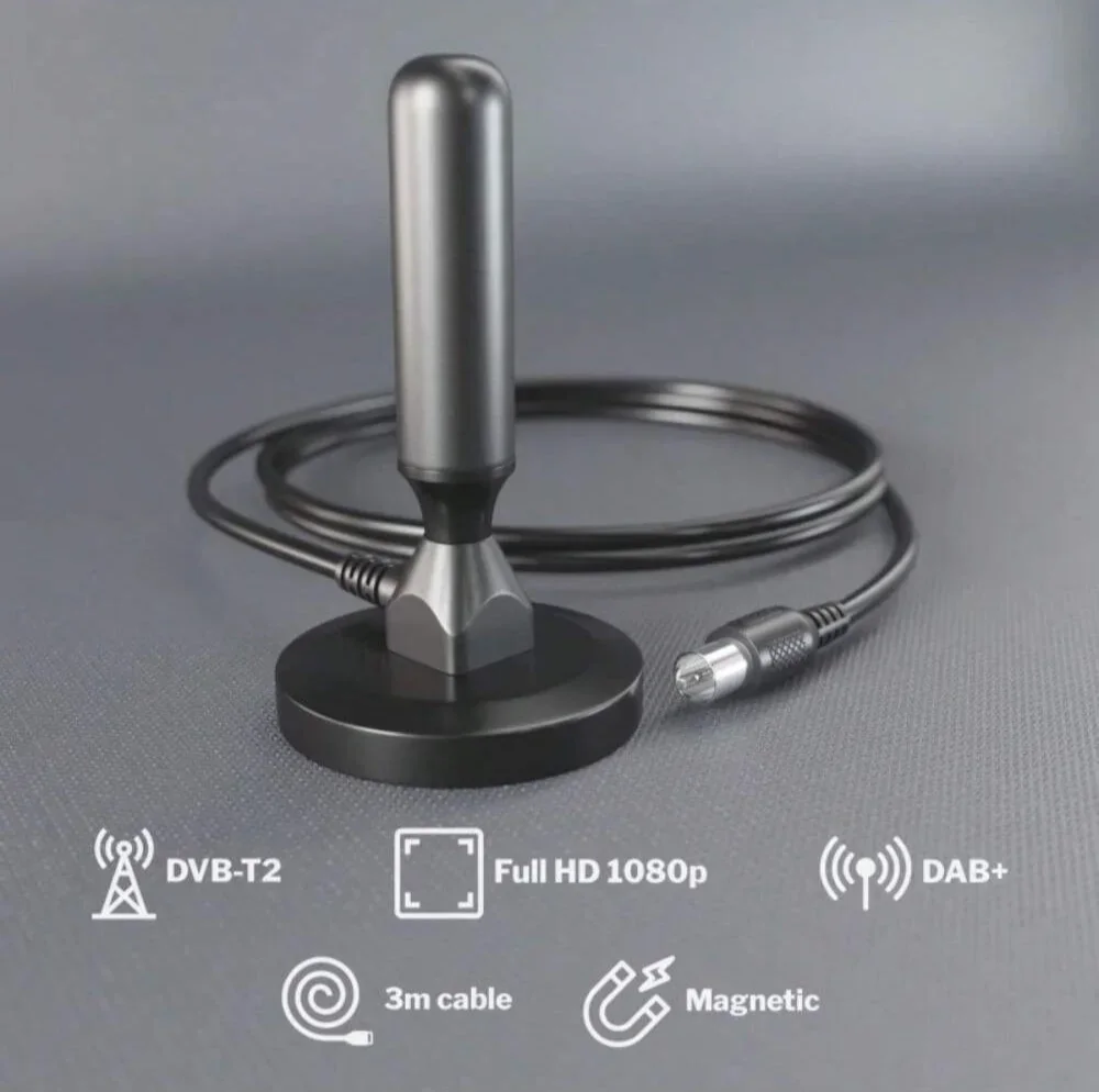 HD digital TV antenna indoor outdoor, magnetic base and 360° reception support smart 4K 1080P and HDTV free local channels