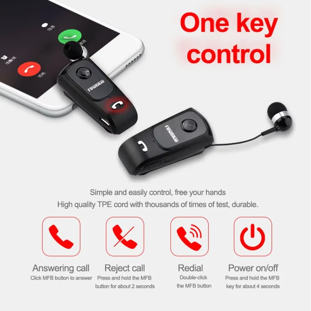 Fineblue F920 pro Collar Bluetooth Earphone Wireless Headphone In the Lotus Clip on Handsfree Headset ears with removable wire 2