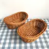 Imitate Rattan Kitchen Storage Basket Creative Brown Oval Bread Tray Living Room Vegetable Fruit Flower Organization Box 2