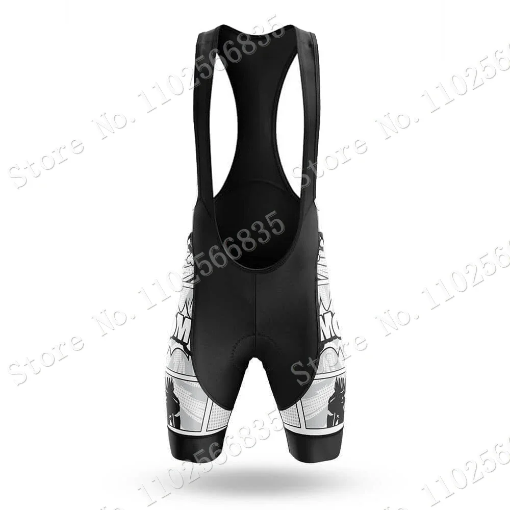 Cartoon Comic Bang Pow Cycling Jersey Set Short Sleeve Blue Clothing Men Road Bike Shirts Suit Bicycle Bib Pants Maillot