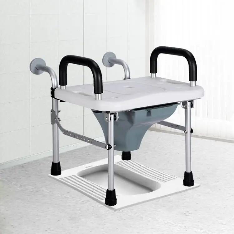 Elderly splash protection reinforcement Adult Commode  fold  toilet toilet toilet squat universal four-legged toilet seat 5