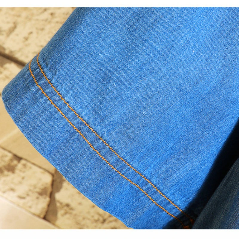 Men's Blue Denim Shirts Short Sleeve Jean Shirts Summer Men Cotton Light Blue Denim Plus size M-4XL casual short sleeved shirt short sleeved shirt
