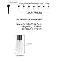 10/20/38 Bulbs LED Solar String Lights Fairy Waterproof Patio Lamp For Outdoor Party Decoration Holiday Garland Garden Lamps 2