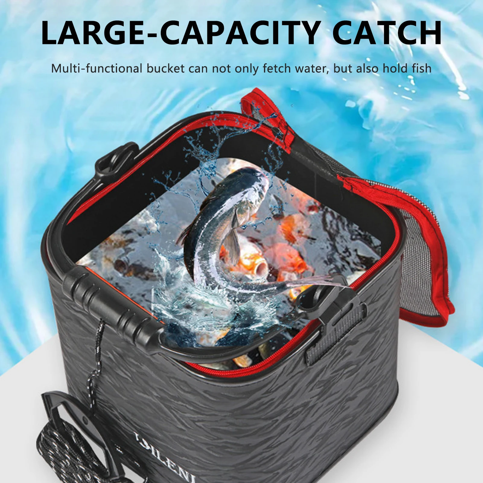 Folding Bucket Fishing Box EVA 3D Textured Fish Bucket for Outdoor Camping Hiking