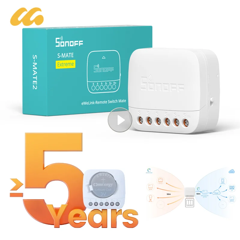 Sonoff S-Mate2 Smart Switch Extreme Mini Extreme Smart Home Modulo Relè Telecomando Vocale Per Alice Google Assistant Alexa