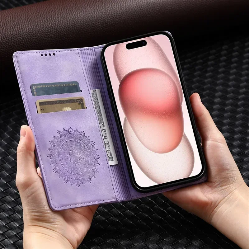 Premium Magnetic Leather Phone Case with Card Slot and Wallet Cover