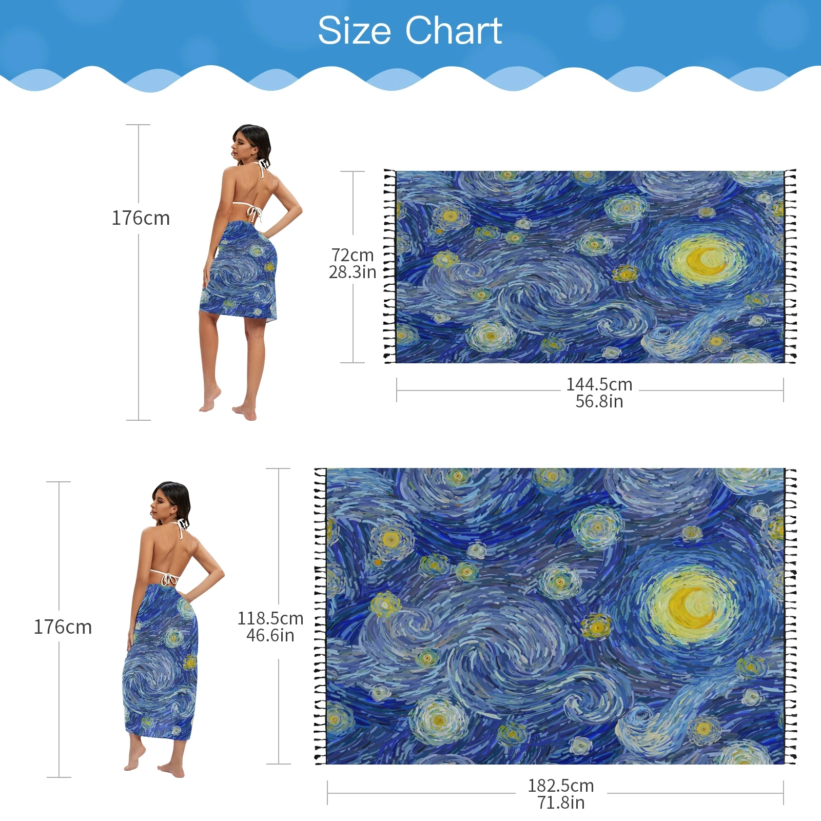 bikini cover up pants Van Gogh oil painting Twill cotton Pareo Beach Cover-Ups Women  Beach Dress Bikini Bathing Swimwear Cover Up snow Sarong Scarf swim suit coverups