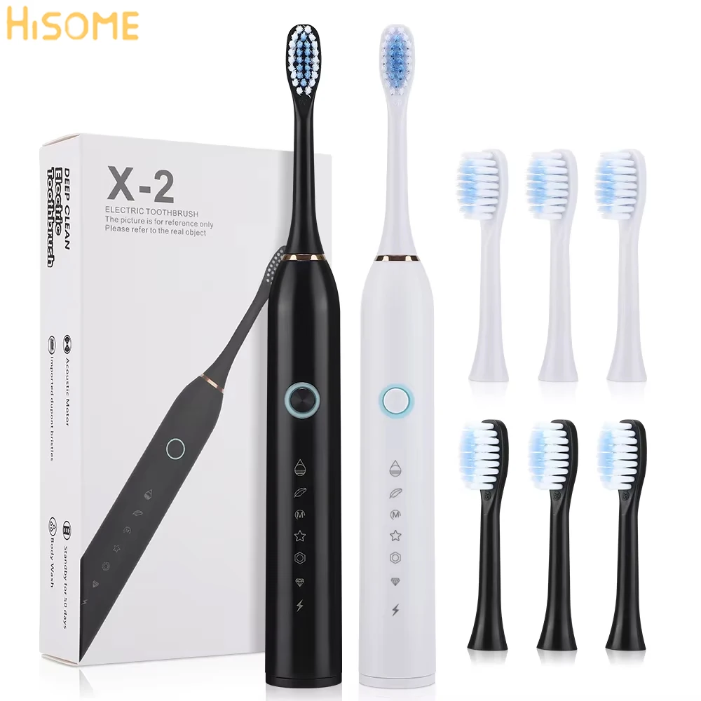 Electric Toothbrush 6 Modes Sonic Vibration Dental Tooth Whitening Cleaner Oral Care IP67 Waterproof Teeth Brush Rechargeable