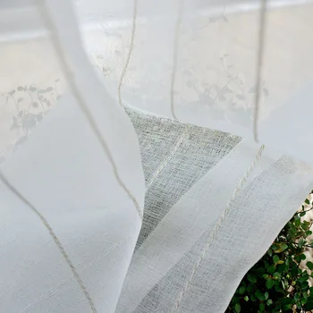Tenda in cotone di lino giapponese bianco nordico tulle per camera da letto soggiorno tenda galleggiante con finitura garza a strisce finestra del balcone 1
