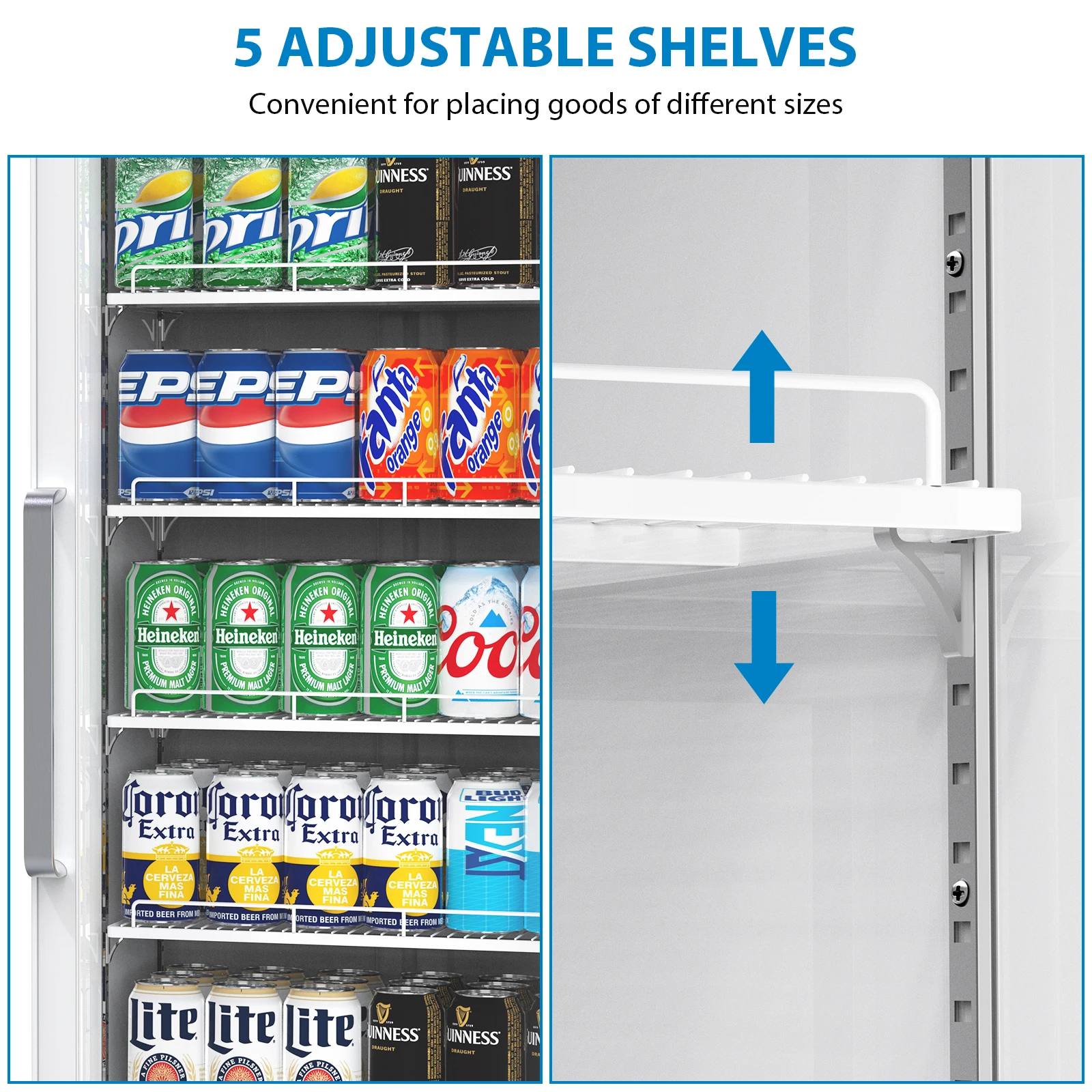 Commercial Refrigerator, 12.4 Cu.Ft. Fridge with Glass Door, Commercial Bar Cooler with Adjustable Shelves,Display Fridge 2