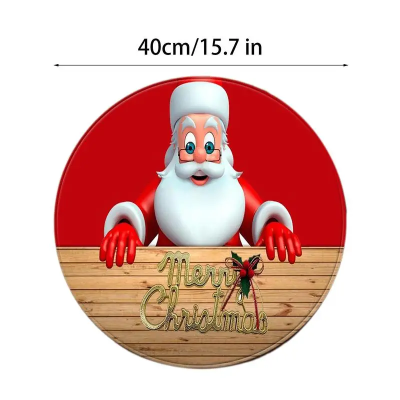 Christmas Floor Mats Anti-Slip Winter Welcome Mat Christmas Doormat Outdoor Round 15.74 In Christmas Carpet Round For Home