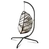Swing Egg Chair with Stand Indoor Outdoor Wicker Rattan Patio Basket Hanging Chair with C Type bracket with cushion and pillow 3