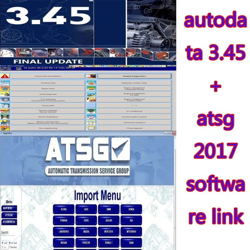 

Лидер продаж 2024, новейшая версия, программное обеспечение для ремонта автомобиля data 3,45 и программное обеспечение для ремонта автомобиля atsg 2017 + Инструкция по установке