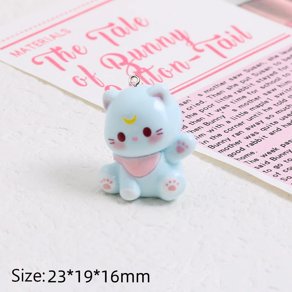 10 Stück Kawaii Cartoon 3D Katze Harz Charms süße Kitty Tiere Anhänger für Ohrringe Schlüsselanhänger DIY Schmuck machen Zubehör – Detail 4