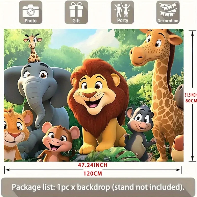 1-Dschungel-Safari-Party-Hintergrundbanner – geeignet für Geburtstage, Feiertage, Partys, mehrere Größen zur Auswahl – Detail 5