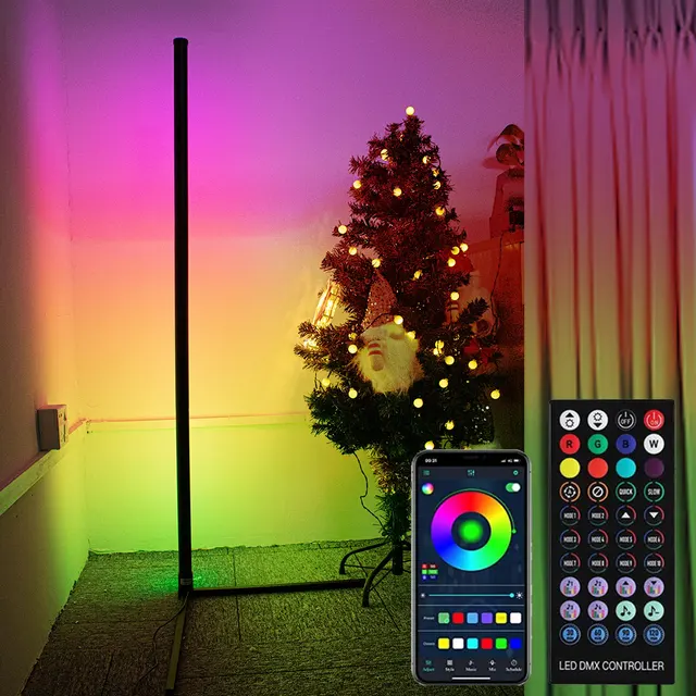 Smart APP Bluetooth Corner Floor Lamp 160cm Dimmable RGB LED Ambient Light Alexa Stand Light for Bedroom Gaming Christmas Decor