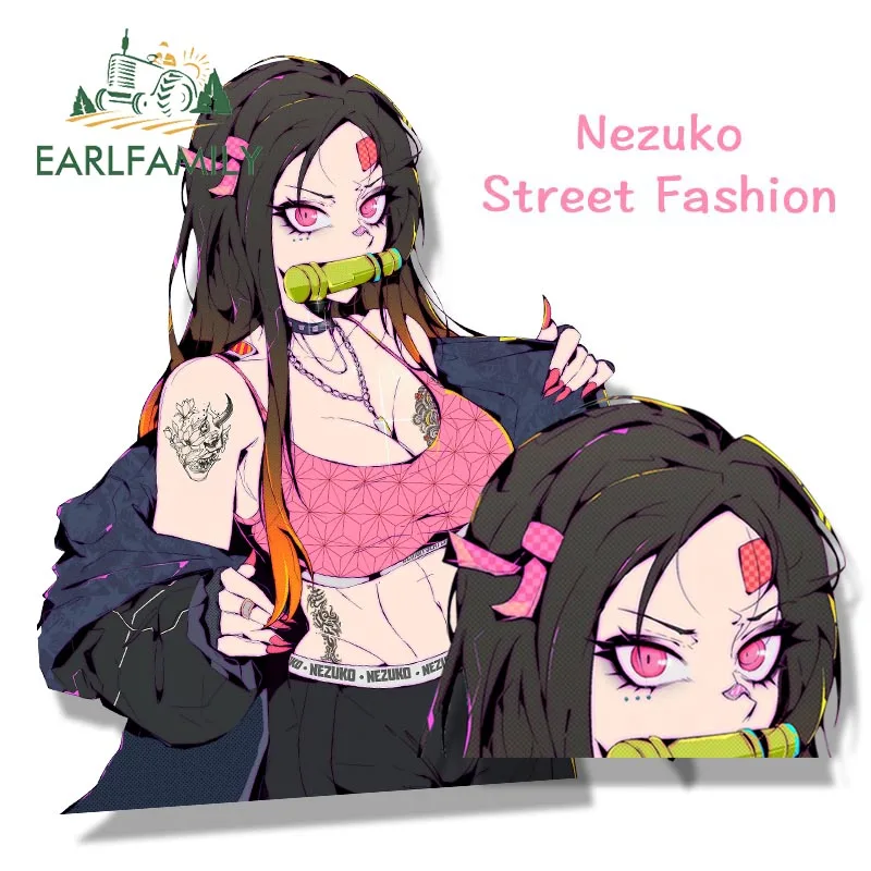 Уличная Татуировка EARLFAMILY Nezuko модная наклейка на автомобиль аниме окно с
