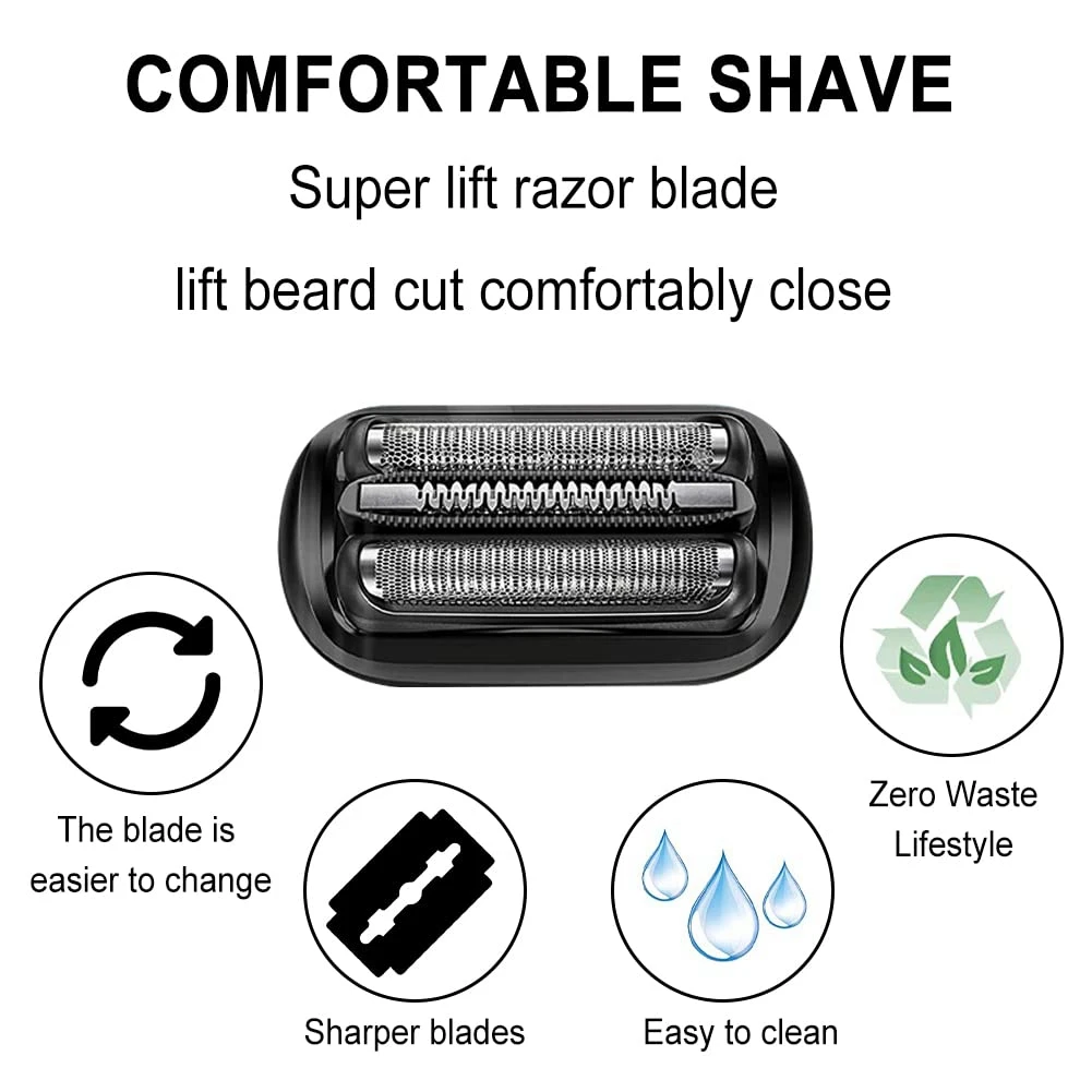 

53B Shaver Foil & Cutter Replacement Part for Braun Series 5, Razors 5020S, 5018S, 5050Cs, 6020S, 6075Cc, 6072Cc