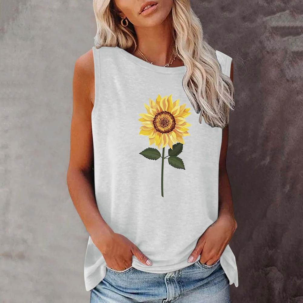 

Женская футболка с круглым вырезом, без рукавов, свободного покроя