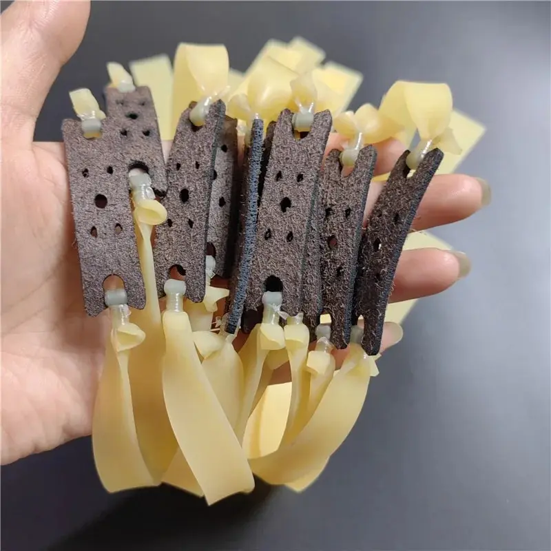 Thickness 1.5mm/0.06in Thick Slingshot Latex Flat Rubber Strip 5 /10 Pack Leather Design And Color Random Outdoor Shooting