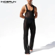 

Men's Vests Trousers Sexy Leisure Casual All-match Solid Sets Breathable Mesh INCERUN Stylish Male Homewear Suit 2 Pieces S-5XL